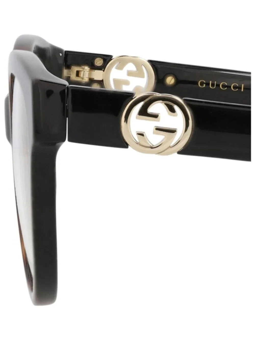 New Gucci Women's Eyeglasses Square Rectangle Injection Frame Havana Black